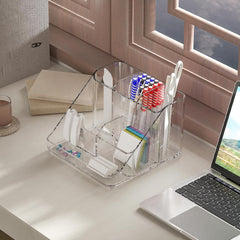 Makeup Organizer Tray – 6-Compartment Clear Acrylic Vanity & Cosmetic Storage