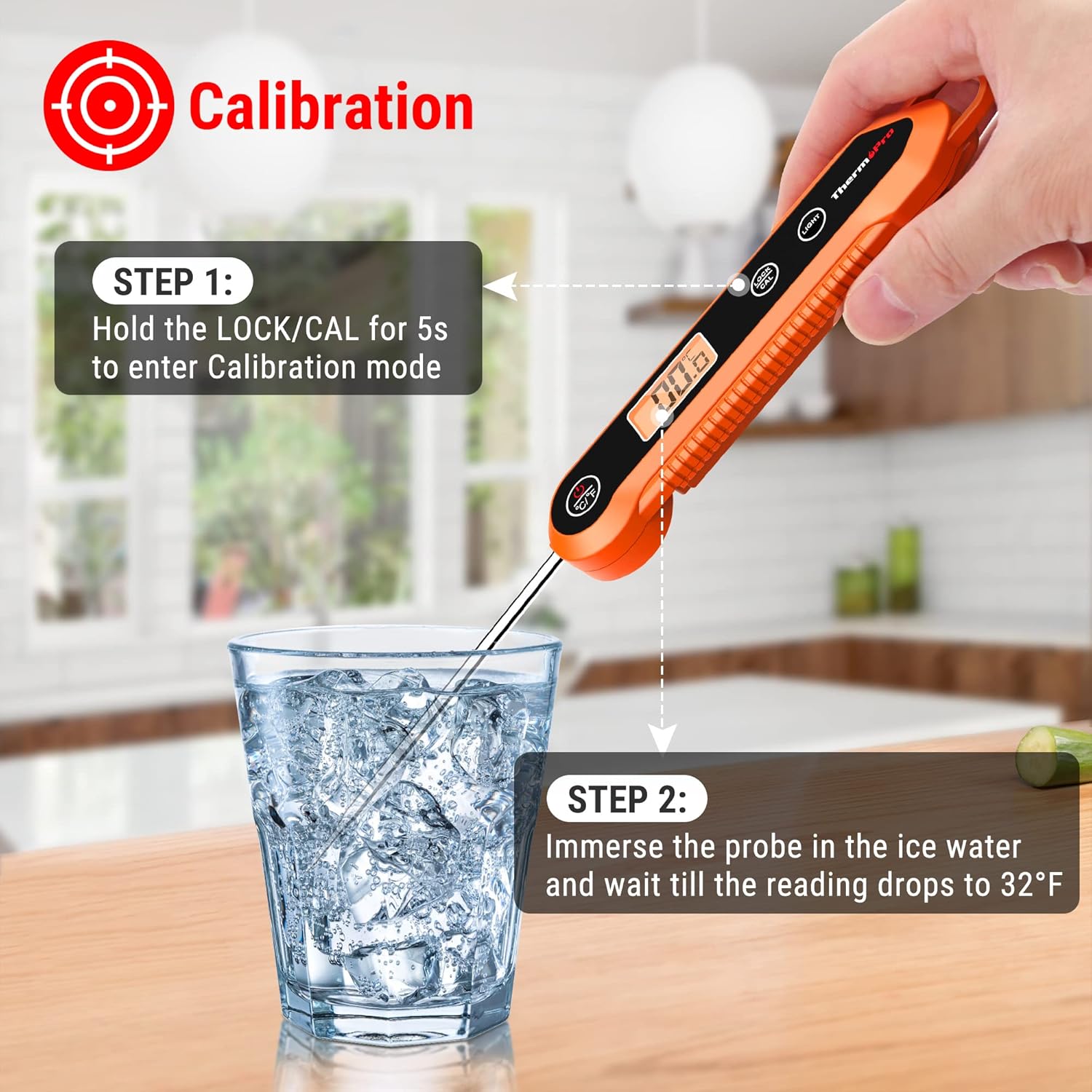 TP03H Orange Digital Meat Thermometer – Fast, Waterproof & Foldable