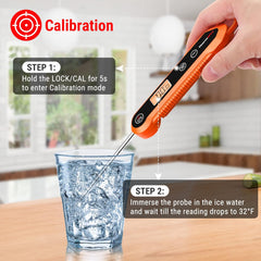TP03H Orange Digital Meat Thermometer – Fast, Waterproof & Foldable