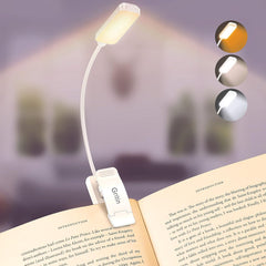 9 LED Clip-On Book Light, 3 Modes, Stepless Dimming, Rechargeable, Long Battery Life