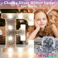 LED Silver Letter D Light – Glitter Battery-Powered Night Light