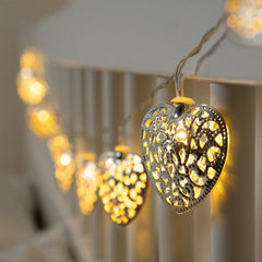 10 LED Silver Heart String Lights – Decorative Fairy Lights for Romantic and Festive Occasions