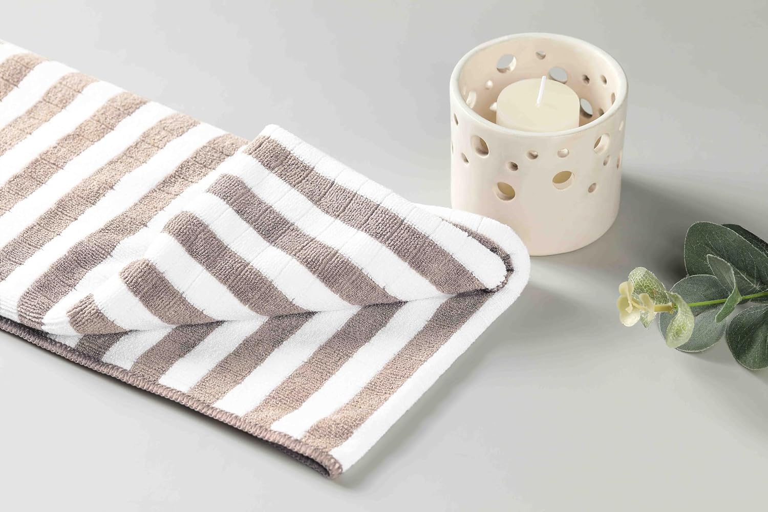 Gryeer 8 Pack Microfibre Tea Towels – Soft, Absorbent Kitchen Towels with Loops, Khaki 65x45cm