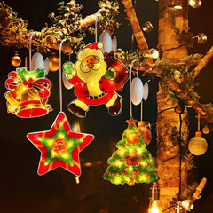 XINFTEUE Lighted Santa Christmas Window Silhouette – Warm White Battery Operated