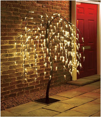 4ft Solar Powered LED Cherry Blossom Tree with Metal base and pegs, Artificial Trees Outdoor, Solar Garden Ornaments, Solar lights Outdoor, Garden Decoration Pathway Lights. (Pink)