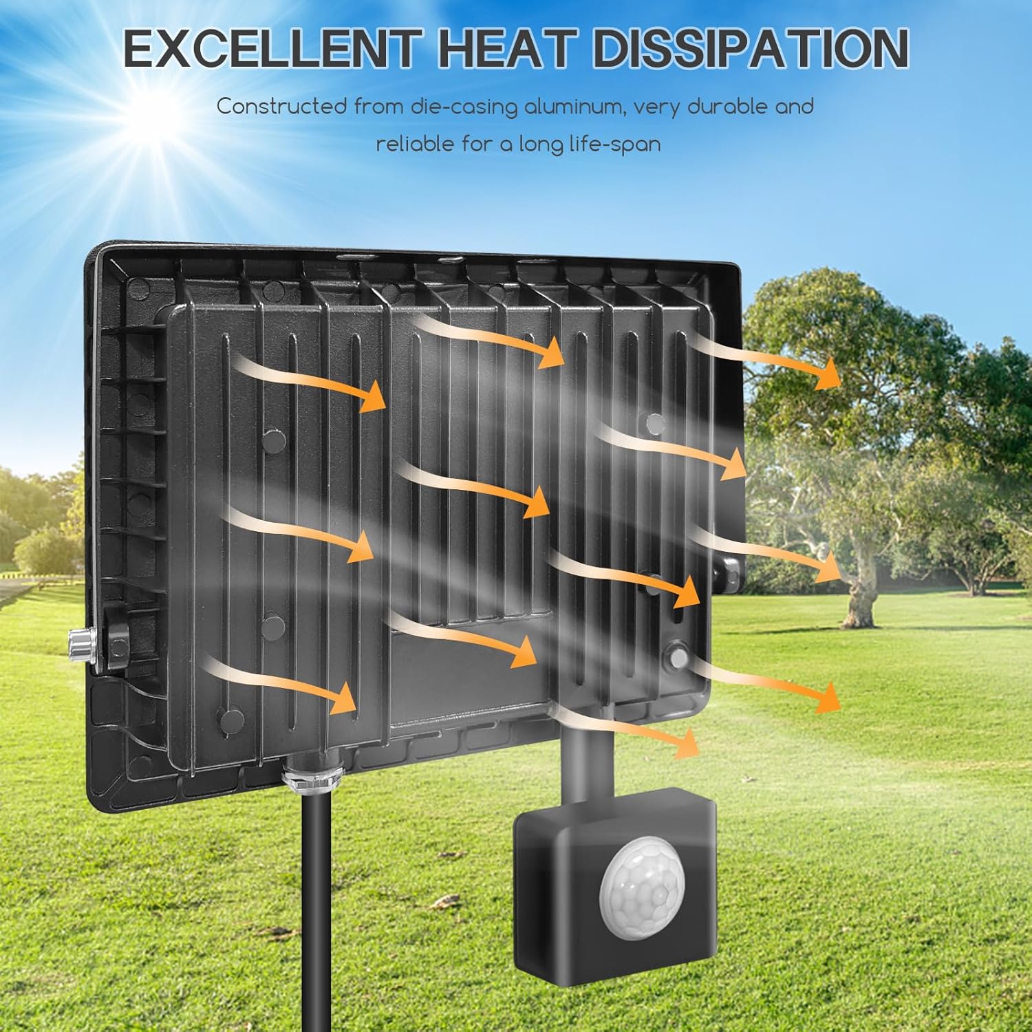 50W LED Security Light Outdoor Motion Sensor 4500lm IP66 Floodlight