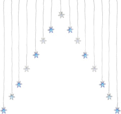 Snowflake V Window Curtain Net Lights – 15 Static LEDs, 1.2 x 1.2 meters, Blue and White, Ideal for Festive Window Decoration