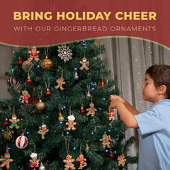 Gingerbread Ornaments Pack of 15 – Assorted Gingerbread Man Decorations with Strings