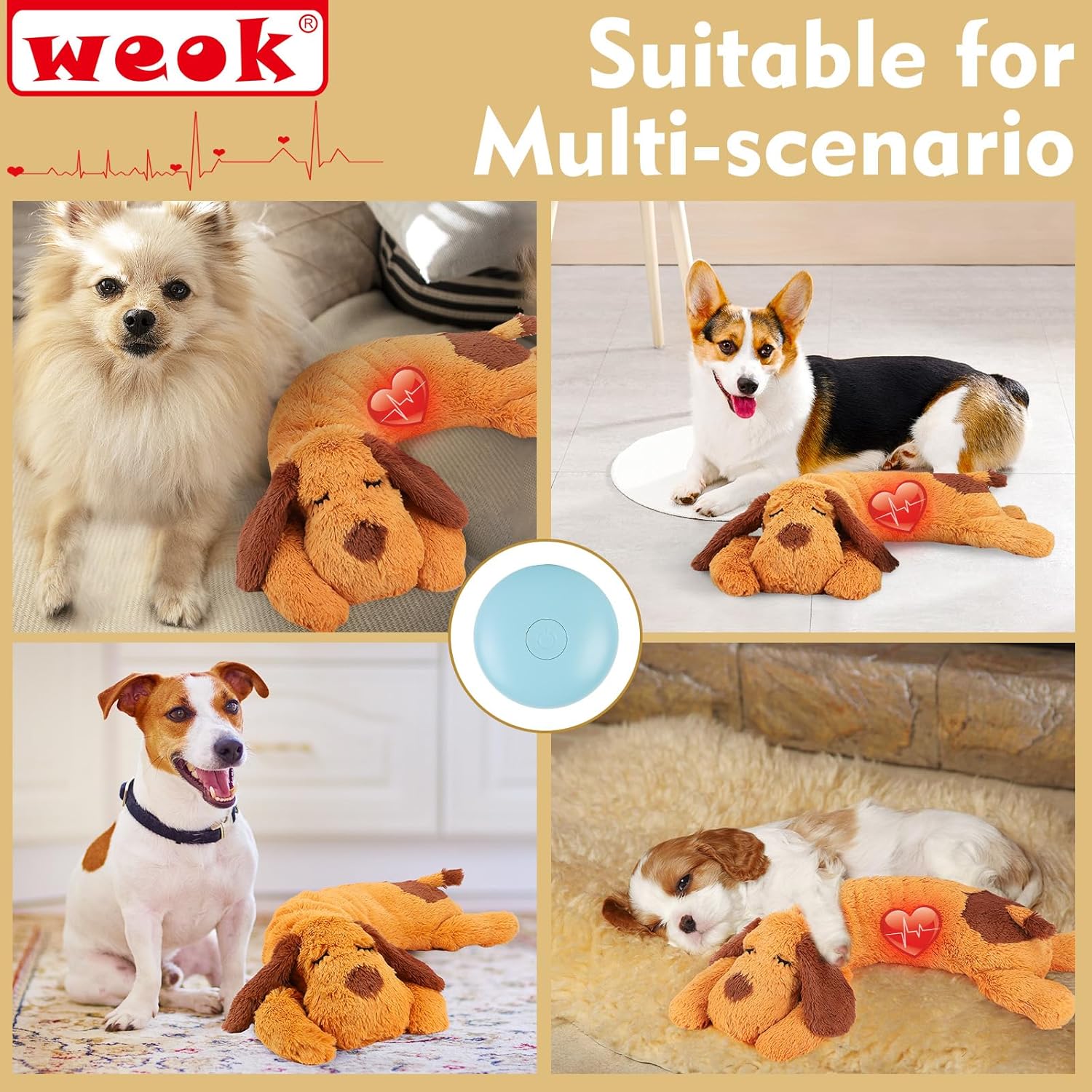 Heartbeat Puppy Toy – Calming Plush Pillow for Dogs & Pets, Anxiety Relief Aid
