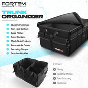 50L Car Boot Organiser – Foldable SUV Storage Box with Straps & Lid