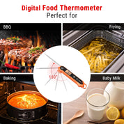 TP03H Orange Digital Meat Thermometer – Fast, Waterproof & Foldable
