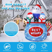6FT inflatable polar bear and penguins with LED festive lights
