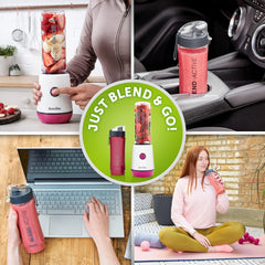 Blend Active Personal Blender & Smoothie Maker 350W | 2 Portable 600ml Bottles with Leak-Proof Lids | White & Pink