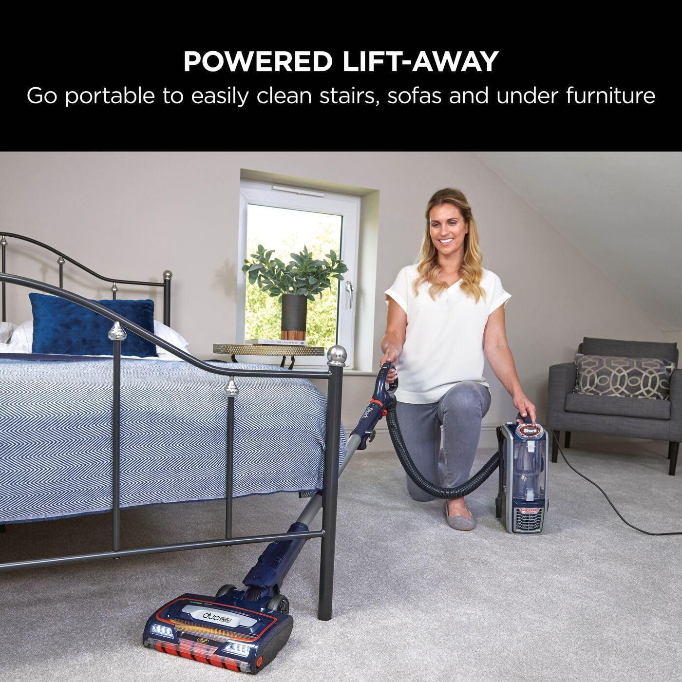 Shark Corded Upright Vacuum Cleaner Navy Orange 750W DuoClean Pet Model