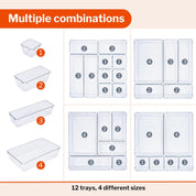 Clear Drawer Organiser Set – Makeup, Cosmetics & Utensil Tray for Kitchen & Bedroom