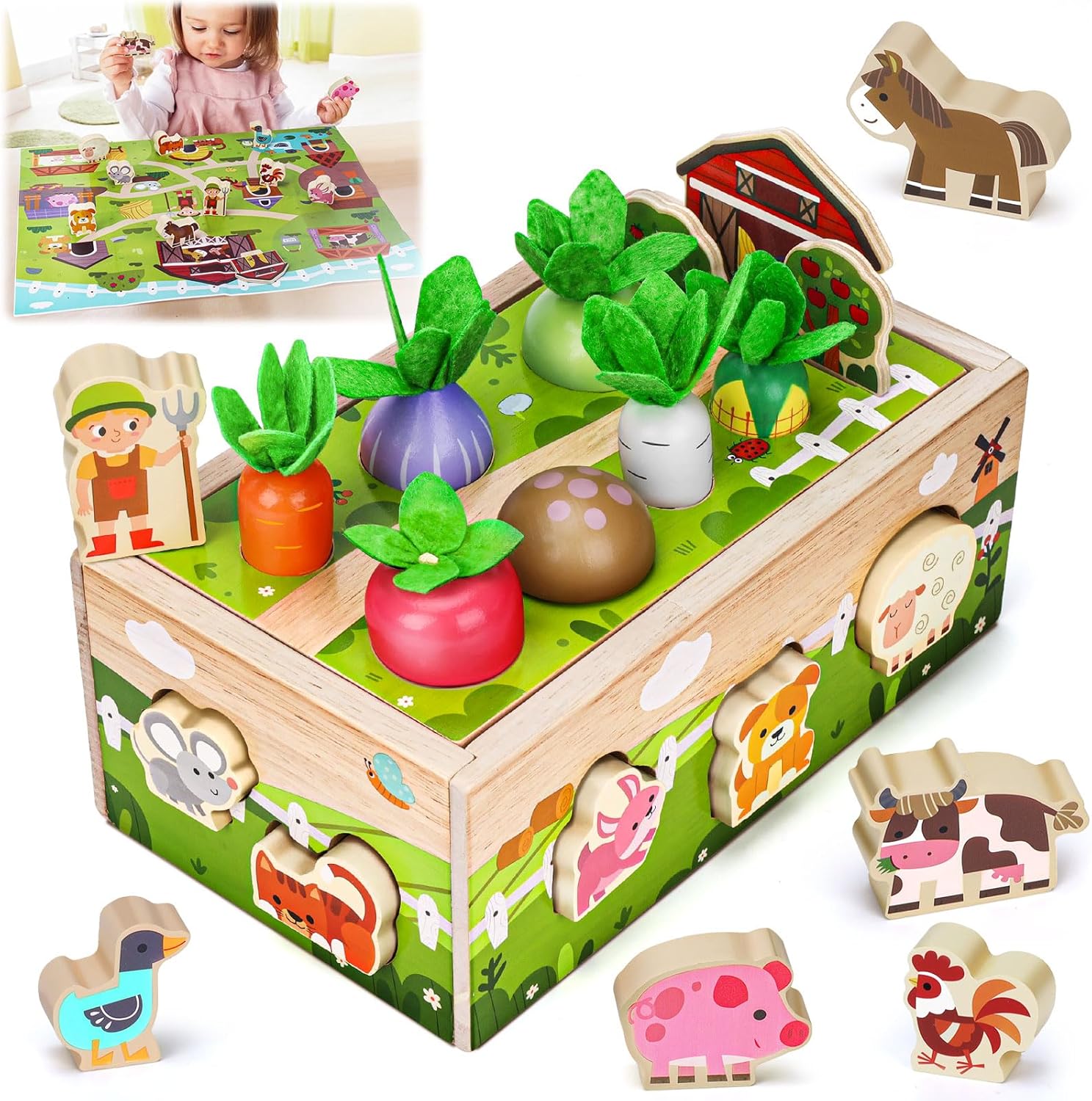 Montessori Wooden Sensory Toy for Toddlers 1-3Y Gift