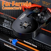 Ferrules Wire Crimping Tool Kit 1750pcs, Ferrule Crimper Tool for 0.08-10mm²/AWG28-7 Self-Adjustable, Square Crimp Tool Set with Twin Wire Ferrules, Ratchet Terminal Crimper - Copper Ferrule Kit