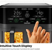 5.6L Dual Air Fryer Oven – Double Drawer, Sync Finish, Hi-Fry, Auto Shutoff, Easy View Windows & Dishwasher Safe Baskets