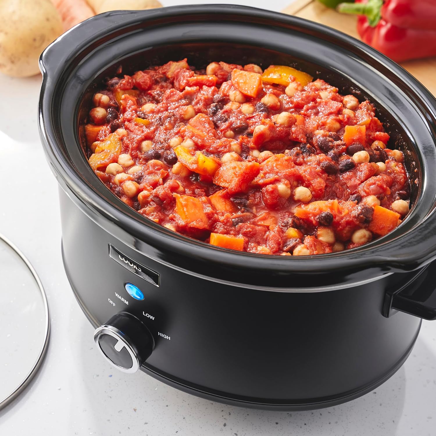 Cooks Professional 3.5L Slow Cooker with Glass Lid, Cool Touch Handles, Dishwasher Safe Bowl & Keep Warm Function – Black
