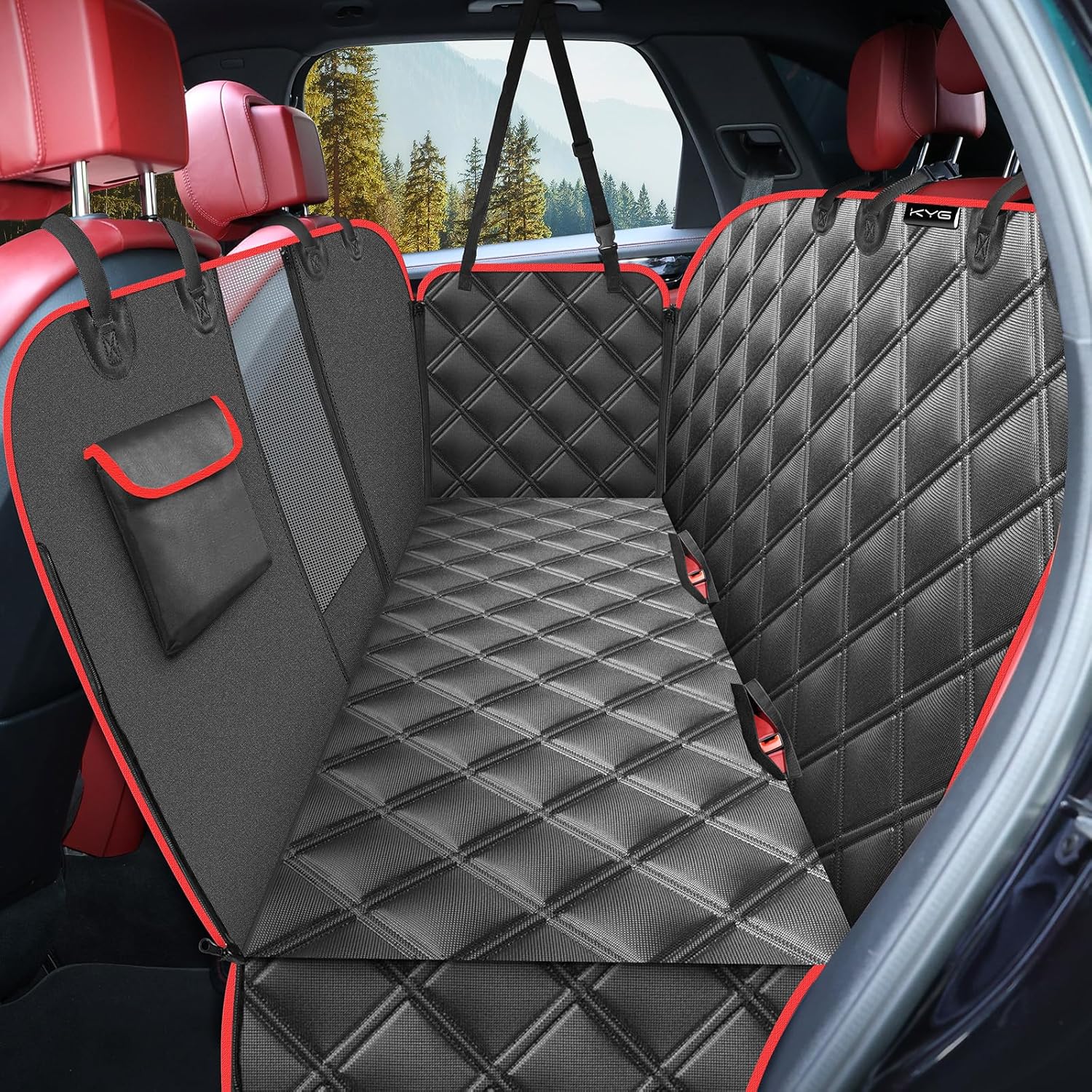 Waterproof Dog Car Seat Cover with Mesh Window, Non-Slip Hammock for Cars & SUVs