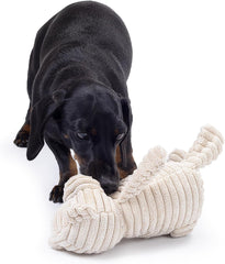 Plush Squeaky Dog Toy – Soft, Durable & Ribbed for Small and Medium Dogs