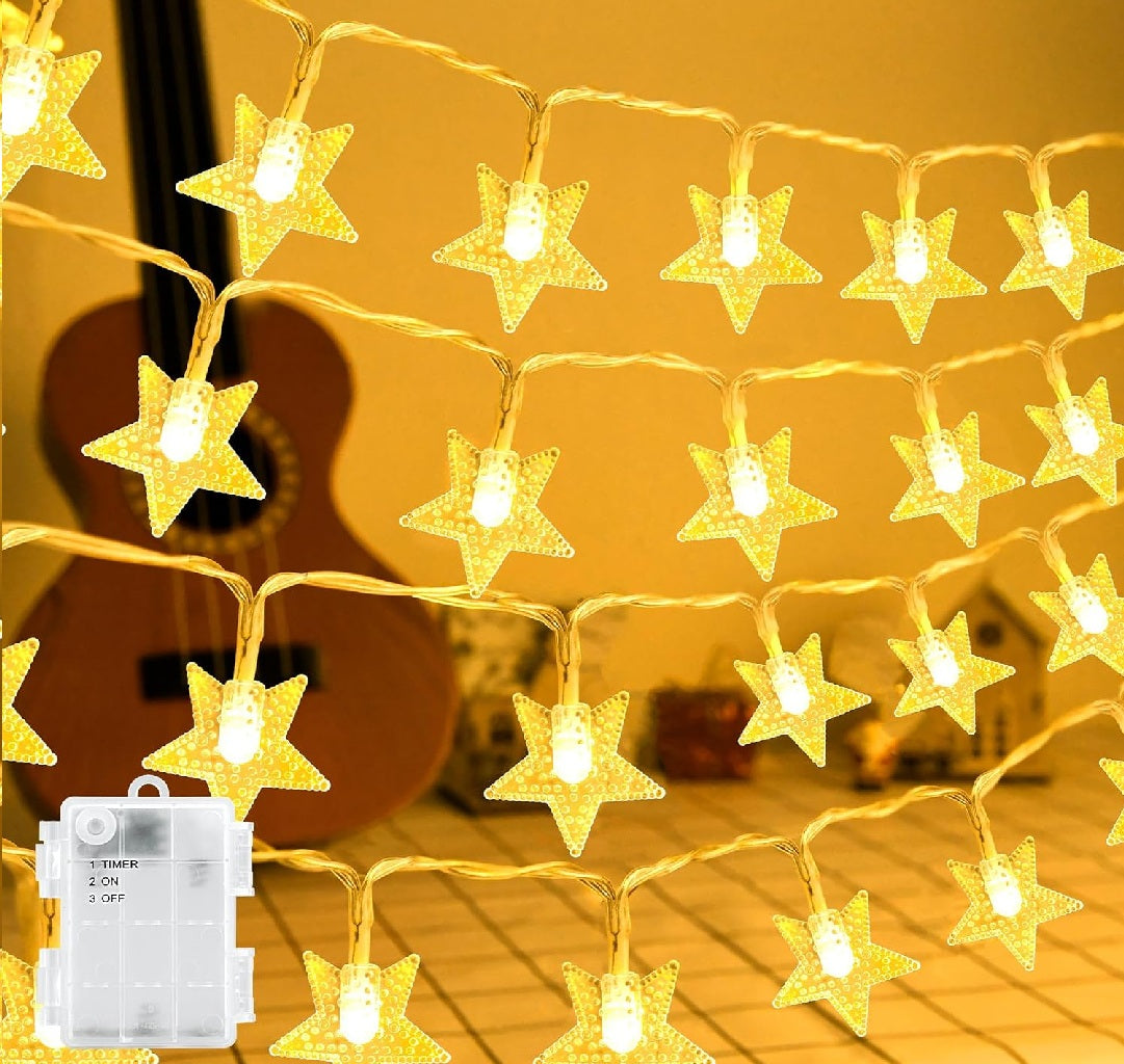 3M 20 LED Star String Lights – Battery Operated Warm White Decorative Lights for Indoor & Outdoor Events