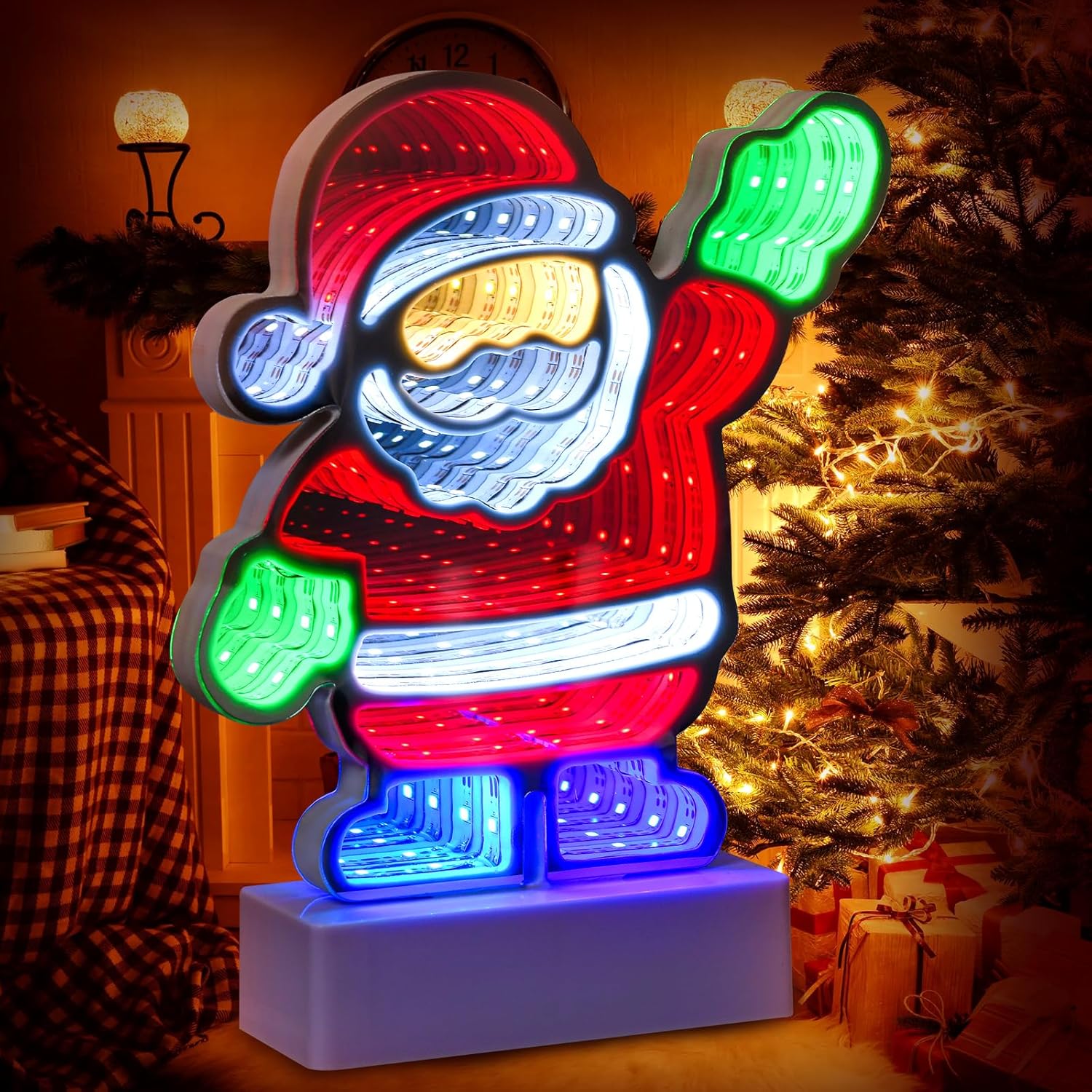 Mini Santa Claus infinity light with LED festive lights