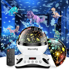 Baby Projector Night Light, 12 Music & Timer, Remote-Controlled, 8 Lighting Modes, for Kids' Bedroom, Black & White, Gift for Boys & Girls