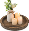 Hanobe Wooden Candle Holder Tray – Rustic Round Decorative Plate for Tealights & Pillars