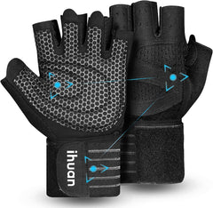Ventilated Weight Lifting Gloves with Wrist Wraps – Gym Training Gloves for Men & Women