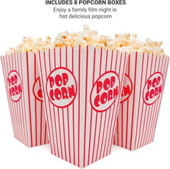 Andrew James 1200W Hot Air Popcorn Maker Machine with 8 Cinema Boxes – Black
