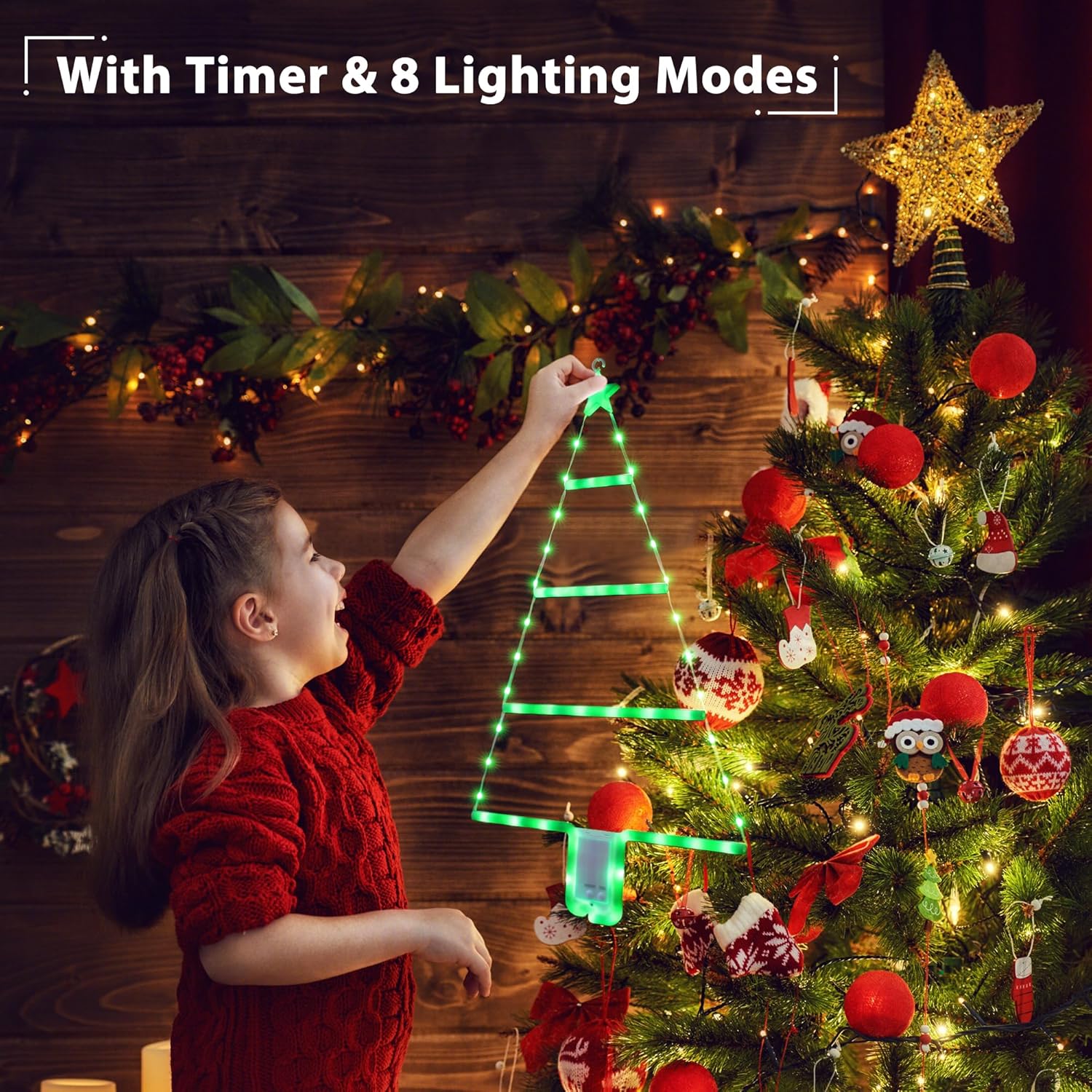 Vibrant green LEDs creating festive glow