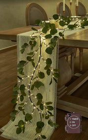 LED Willow Vine Garland with Eucalyptus Leaves, 6FT Artificial Tree Branch Fairy Lights with 96 LEDs for Indoor Christmas Home Décor