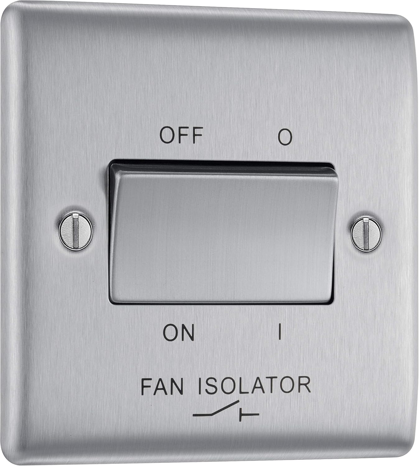 BG Electrical 3-Pole Fan Isolator Switch – Brushed Steel