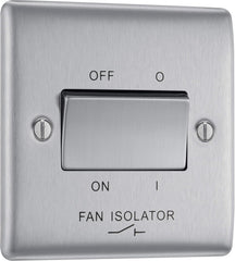 BG Electrical 3-Pole Fan Isolator Switch – Brushed Steel