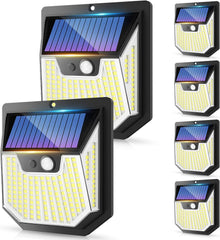 Wide Angle Solar Motion Sensor Lights IP65 Waterproof Outside Solar Powered Flood Lighting for Fence Garden 4PACK