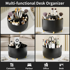 Rotating Makeup Organizer 360° – Cosmetic Brush & Skincare Holder for Vanity