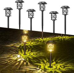 Quntis 6 Pack Solar Lights Outdoor Garden Stake LED Garden Solar Lights Waterproof IP65 Solar Path Lights Warm White for Garden Patio Yard Pathway Dusk to Dawn Auto On/Off