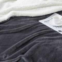 Aspire Homeware Sherpa Fleece Throw Blanket, Soft Fluffy Grey King Size 200x240cm