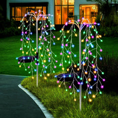 Solar Garden Lights – 2 Pack Willow Tree Lights, 240 LEDs, 8 Modes, Waterproof Copper Wire Fairy Pathway Lights for Home, Yard, Party, and Christmas