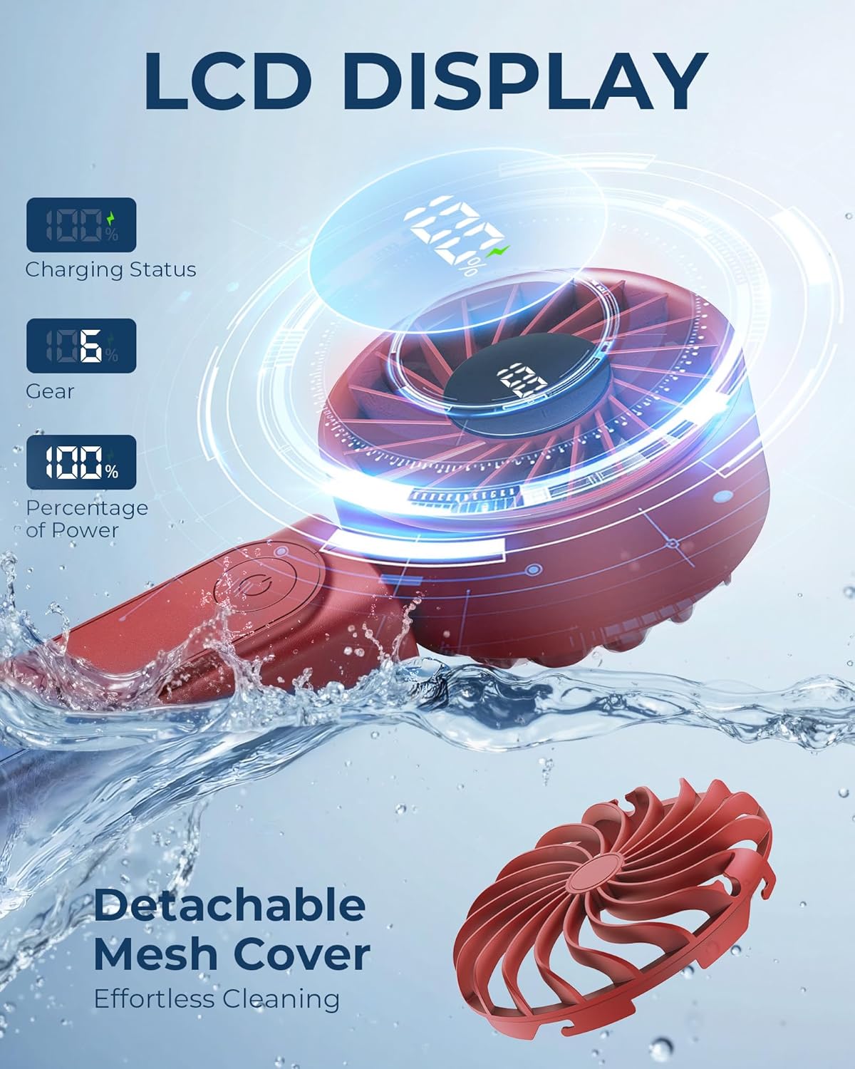 Portable Handheld Fan 4000mAh 6-Speed Foldable Mini Fan