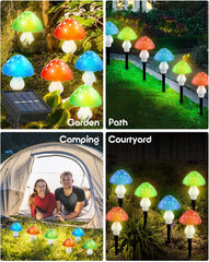 Mushroom Outdoor Solar Garden Lights 8 Modes Solar Powered Mushroom Lights Outdoor IP65 Waterproof Decorative Ornaments for Easter Pathway Backyard Fence (Set of 6)