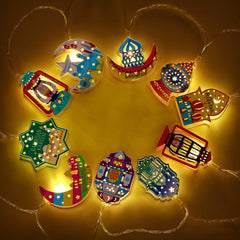 5.4Ft Ramadan Eid String Lights – 10 LED Battery Operated Moon Star Lantern Fairy Lights for Indoor & Outdoor Decor