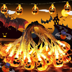 Maigacy Halloween Pumpkin String Lights, 9.8ft with 20 LEDs, 12PCS Bats and 3D Pumpkins, Battery Operated for Halloween, Thanksgiving, Christmas, and Garden Decorations