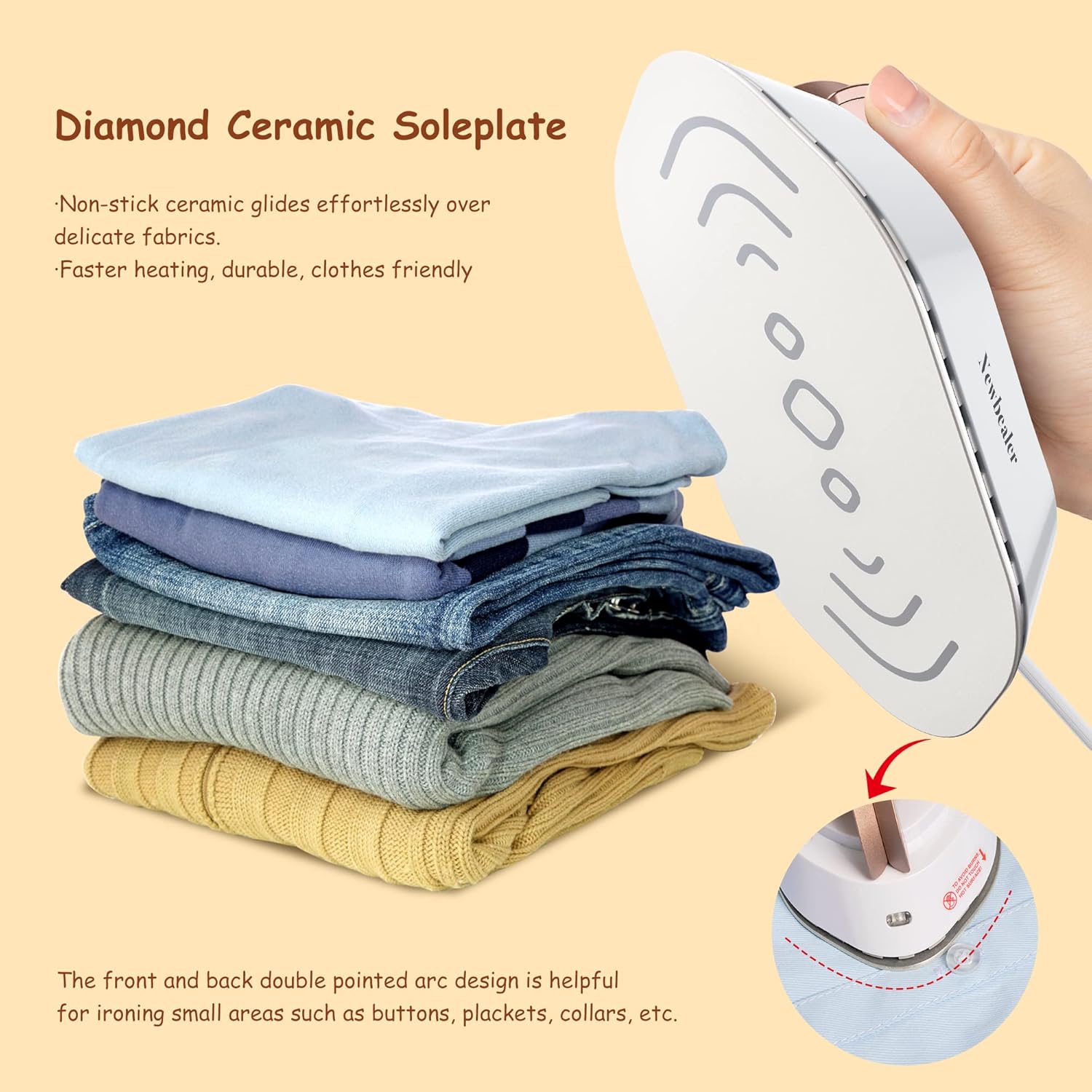 Mini Travel Iron Dual Voltage Ceramic Soleplate