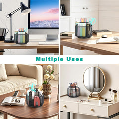 360° Rotating Mesh Desk Organizer Caddy – Multifunctional Pencil Holder, Black