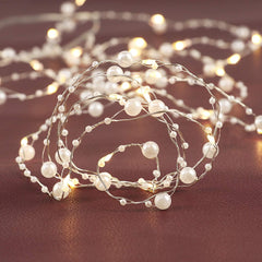 36 LED White Pearl Garland Battery Operated Fairy String Lights with Timer Function for Wedding Christmas Party Event Decoration - Length:4.5m