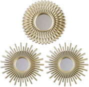 BONNYCO Set of 3 Round Gold Wall Mirrors – Home Décor for Living Room & Bedroom