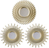 BONNYCO Set of 3 Round Gold Wall Mirrors – Home Décor for Living Room & Bedroom