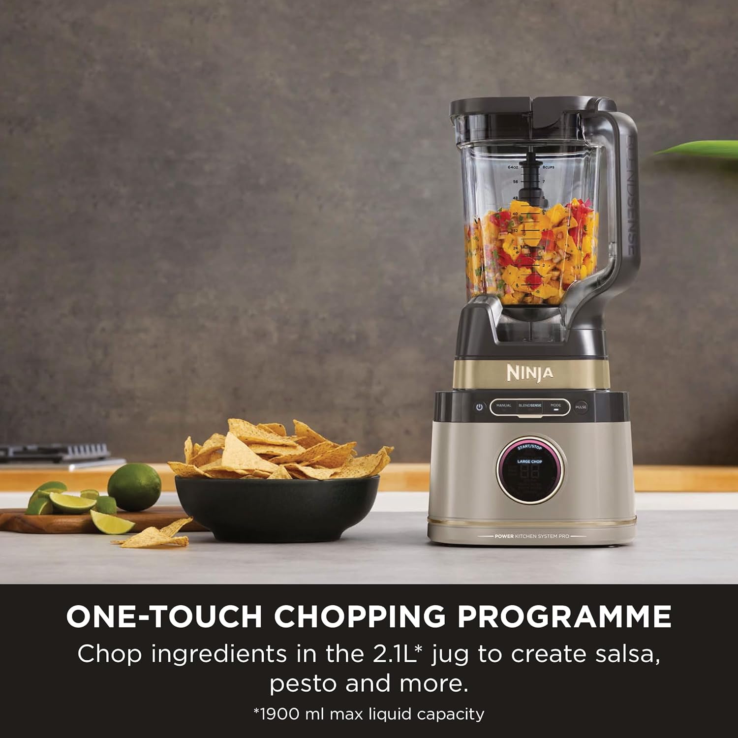 Detect Power Blender & Food Processor Pro – 1200W, Dough Blade, Jug & 2 Single Serve Cups – Stone Gold – TB401UKSTGD